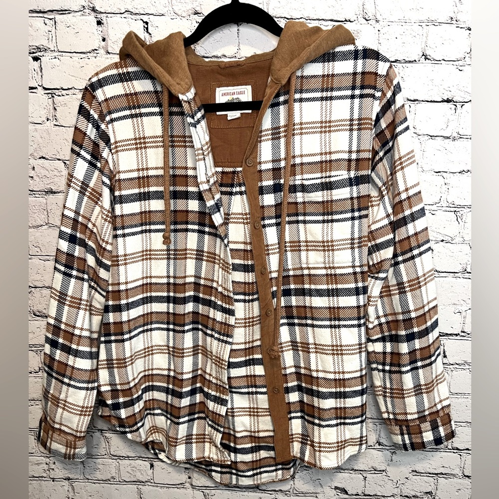 American Eagle hooded flannel